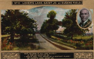 Pathway Trees Lover's Lane Saint Jo. By Eugene Field Artwork Vintage Postcard