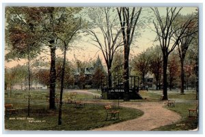 c1950 Main Street Park Bench Dirt Pathways Platform Rutland Vermont VT Postcard