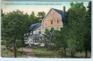 EAST SEBAGO, Maine  ME   Handcolored  WEST SHORE CAMPS  1912  Postcard