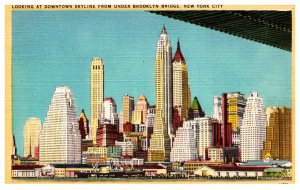 New York  City Skyline from under Brooklyn Bridge