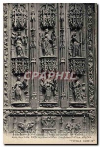 Old Postcard Aix en Provence detail of the Door of the Cathedral St Savior XV...