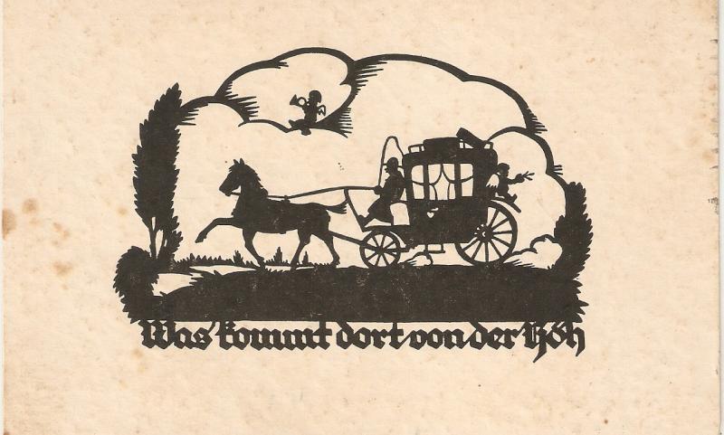 Horse pulling old carriage Nice antique German postcard