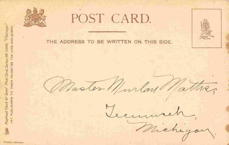 State Street from Monroe People Streetcars Chicago Illinois 1905c Tuck postcard