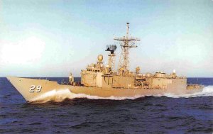 USS Stephen W Groves FFG-29 Guided Missile Frigate US Navy Ship chrome postcard