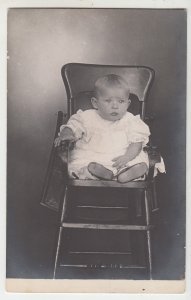 P2757 old azoa RPPC  cute very young child in high chair