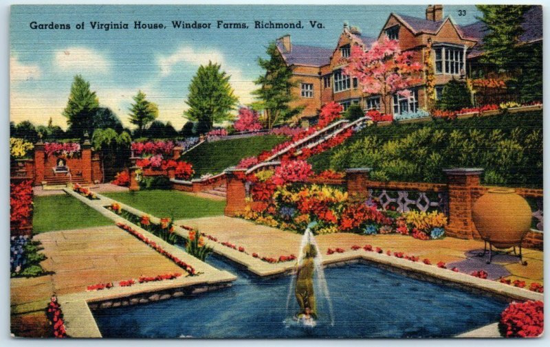 Postcard Gardens of Virginia House at Windsor Farms Richmond