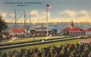 NEWPORT, Rhode Island RI    GOVERNMENT LANDING & HARBOR VIEW  ca1940's Postcard