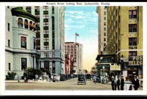 Vintage Postcard~Jacksonville, Florida~ Forsyth Street scene ~KC6