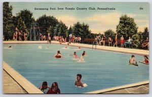 Swimming Pool Irem Temple Country Club Pennsylvania Crowded Resorts Postcard