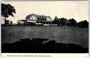 DES MOINES, Iowa  IA    GOLF and COUNTRY CLUB HOUSE  ca 1910s   Postcard