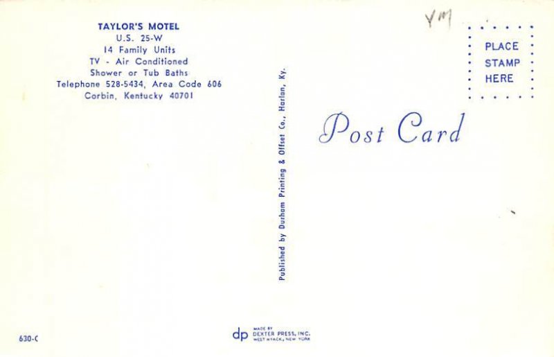 Taylor's Motel US 25-W Corbin KY