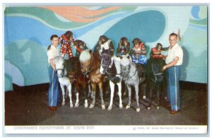 c1960 Chimpanzee Equestrians St Louis Zoo St Louis Missouri MO Vintage Postcard