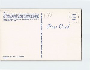 Postcard Brooks Memorial Student Union Marquette University Milwaukee Wisconsin