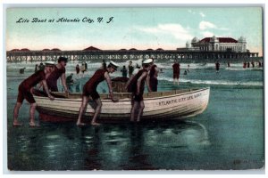 1909 Lite Boat At Atlantic City New Jersey NJ, Lifeguard Pier Scene Postcard 