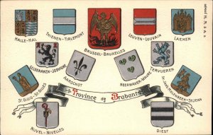 Heraldic Crest Shields of Belgium c1900 Embossed Postcard - BRABANT Exc Cond