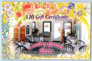 Redmond WA Postcard Country Garden Bistro French Cuisine Restaurant Advertising
