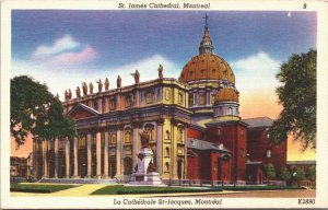 Canada St James Cathedral Montreal Linen Postcard 03.62