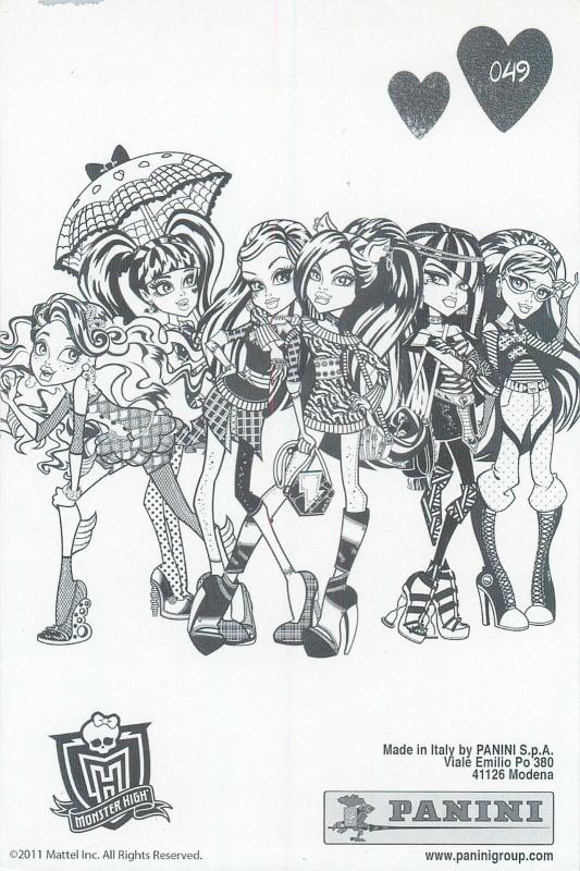 Monster High by Panini 2011 Mattel Inc. card 049