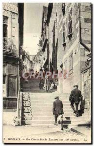 Old Postcard Morlaix Street curve called Stairs of the 100 steps Kids