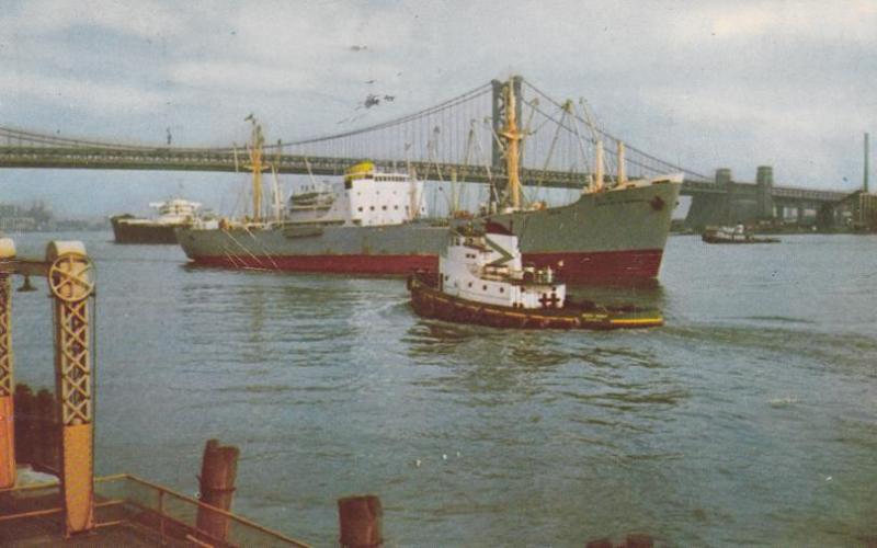 Tugboat and Freighter Ship - Port of Philadelphia PA, Pennsylvania - pm 1964