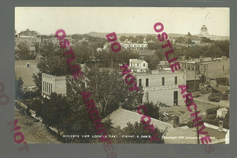 Pierre SOUTH DAKOTA RPPC 1909 BIRDSEYE VIEW by JOHNSON & BORDSEN PHOTOGRAPHERS