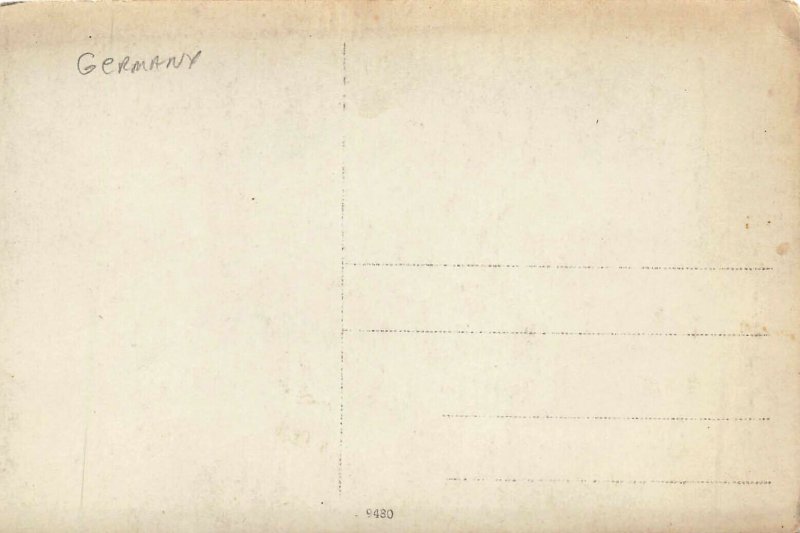 German Soldier & Cleric Candle Stick Table Real Photo Postcard