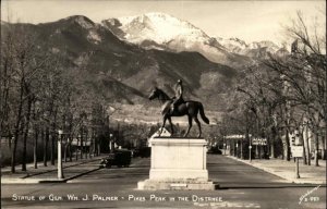 PIKES PEAK CO General Palmer Statue Old REAL PHOTO RPPC Postcard