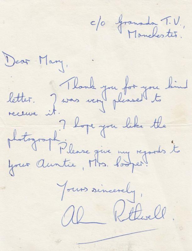 Alan Rothwell Coronation Street TV Show Vintage Fully Hand Written Signed Letter