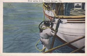 Florida Tarpon Springs A Sponge Diver Going Down