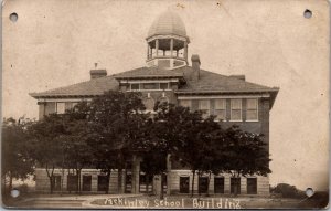 RPPC McKinley School Building, Caney KS c1908 Vintage Postcard X51