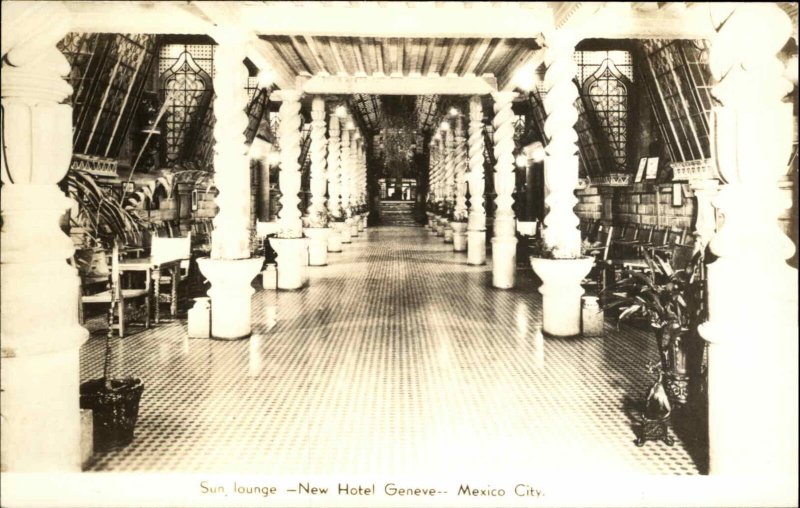 Mexico City MX Hotel Geneve Sun Lounge Vintage Real Photo Postcard
