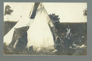 Browns Valley MINNESOTA RPPC c1910 SIOUX INDIAN CAMP Indians IDENTIFIED! Tepee