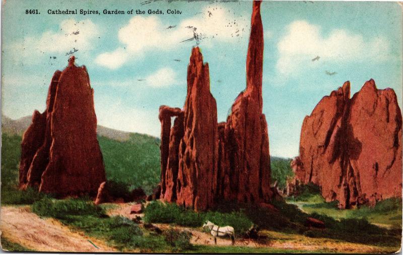 Cathedral Spires, Garden of theh Gods, Colorado Vintage c1909 Postcard H04