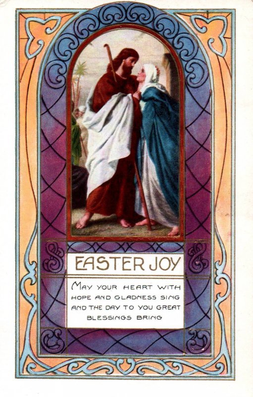 Easter Joy - May your heart with hope and gladness sing..  embossed - c1908