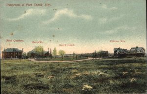 Fort Crook Nebraska NE Panoramic View Officer's Row Barracks c1910 Postcard