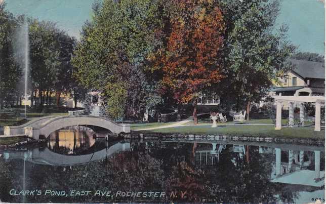 Homes along Clark's Pond - East Avenue, Rochester, New York - pm 1913