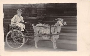 J58/ Denver Colorado RPPC Postcard c1921 Goat-Drawn Cart Child 69