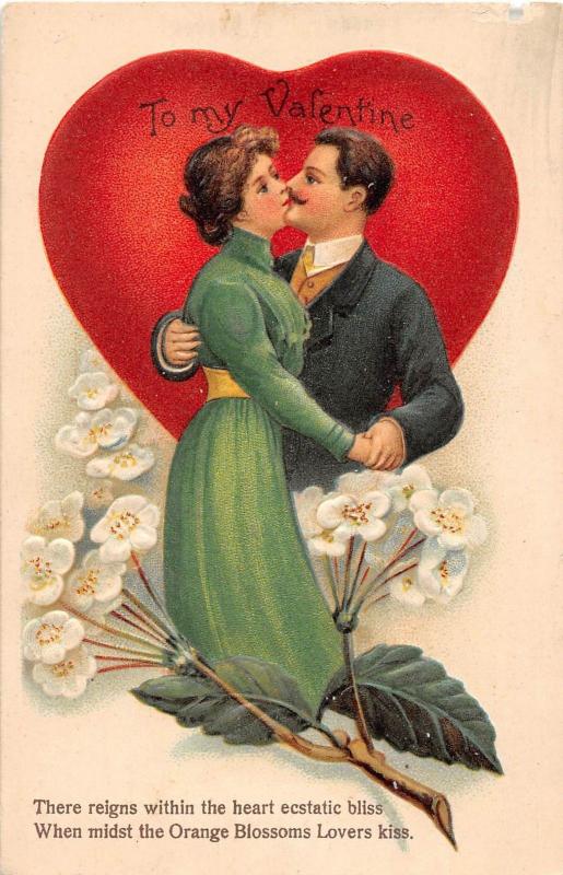 D41/ Valentine's Day Love Holiday Postcard c1910 ASB 172 Man Woman Heart 14