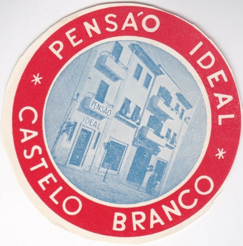 Portugal Castelo Branco Pensao Ideal Vintage Luggage Label lbl0414