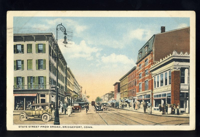 Bridgeport, Connecticut/CT/Conn Postcard, State Street From Broad, 1917!