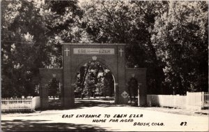 Postcard East Entrance to Eben Ezer Home For The Aged in Brush, Colorado
