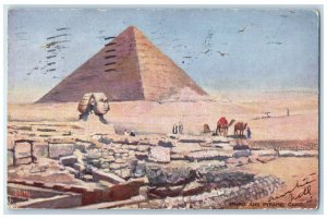 1906 Sphinx and Pyramid Cairo Egypt Antique Oilette Tuck Art Postcard