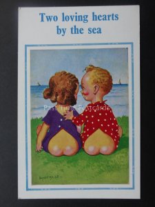 Donald McGill Postcard TWO LOVING HEARTS BY THE SEA SIDE.... c1950's