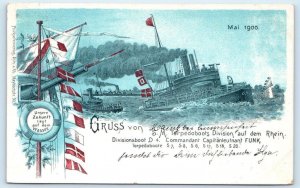 GERMANY 1900 ~ GRUSS VON S. M. TORPEDOBOOTS DIVISION Naval Ships Postcard