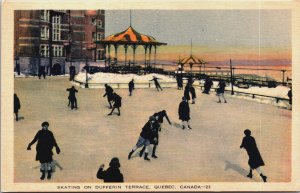 Canada Skating On Dufferin Terrace Quebec Vintage Postcard C074