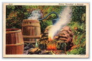 Making Moonshine Mountain Still Kentucky KY Linen Postcard P23