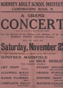 Winifred Mansfield Comedy Ventriloquist WW1 1900s Hornsey Theatre Programme S...