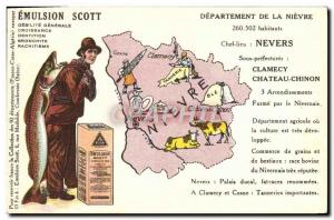 Postcard Old Scott Emulsion Department Nievre Nevers Clamecy Chateau-Chinon Cow