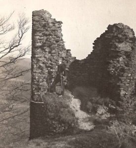 Germany RPPC Soldier At Hirchstein Village Ruins 1914 Real Photo Postcard A50