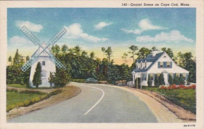 Massachusetts Cape Cod Entrance To Oyster Harbors Club Street Scene With Wind...